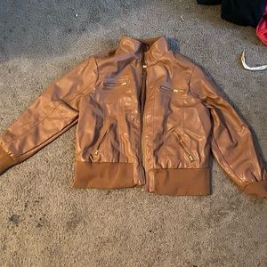 Brown faux leather jacket / runs small